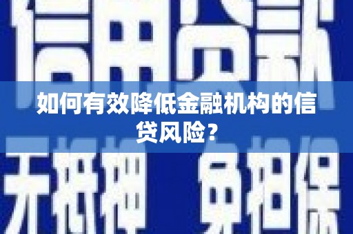 满州如何有效降低金融机构的信贷风险？