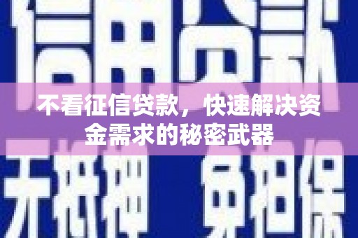 满州不看征信贷款，快速解决资金需求的秘密武器