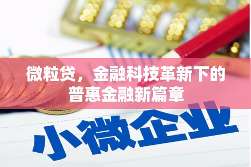 满州微粒贷，金融科技革新下的普惠金融新篇章