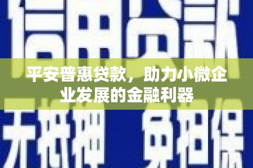 满州平安普惠贷款，助力小微企业发展的金融利器
